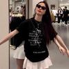 Damen Baumwoll T-Shirt im koreanischen Stil mit Buchstabenaufdruck, Kurzarm, lässig, figurbetont