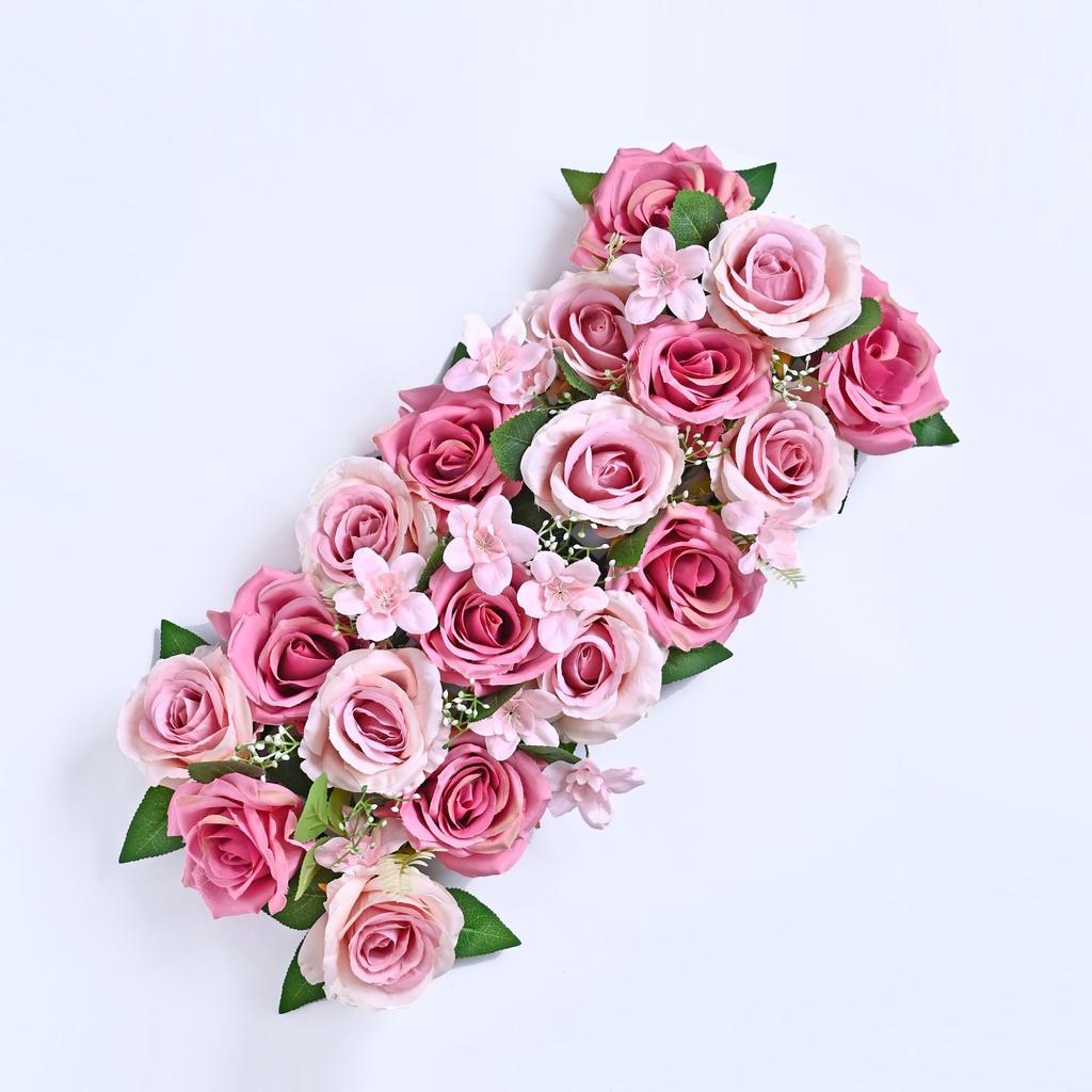 Wedding Floor Row Simulation Full Rose Horn Rose Silk Flower Stage Road Guide Flower Row Window Prop Ornament Flower Wall