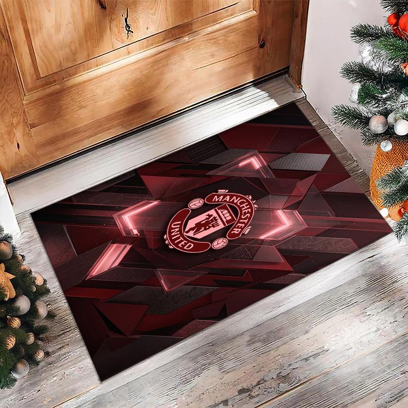 Tappeto in Flanella Stampato Manchester United Antiscivolo Morbido Poliestere Tappeto per Pavimento Tappetino Decorativo per Interni per Camera da Letto Soggiorno Divano