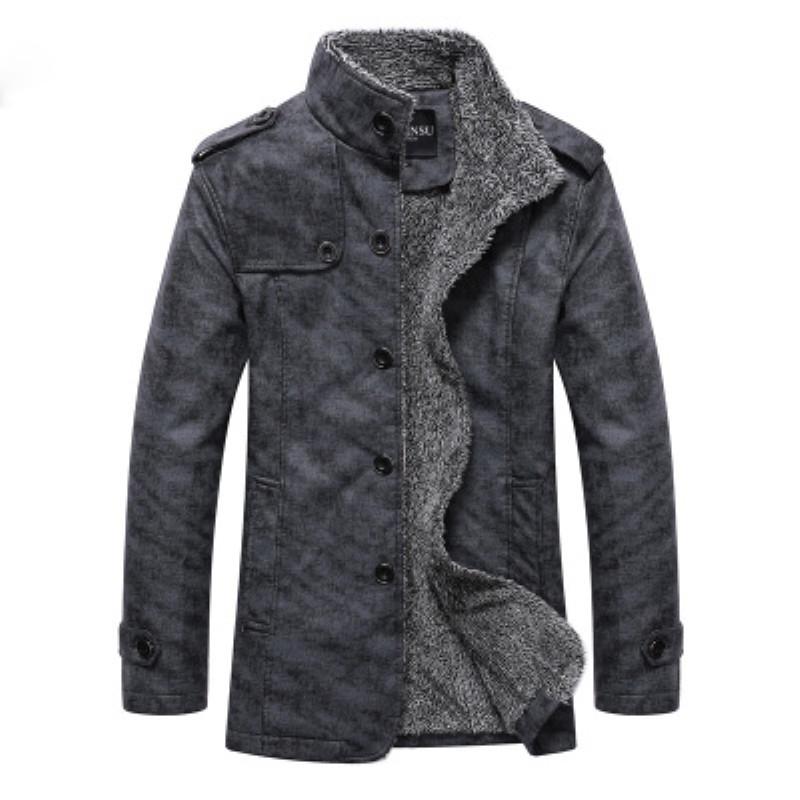 Winter Coat Men Jackets PU Casual Stand Collar Thick Warm Velvet Windbreaker Coat