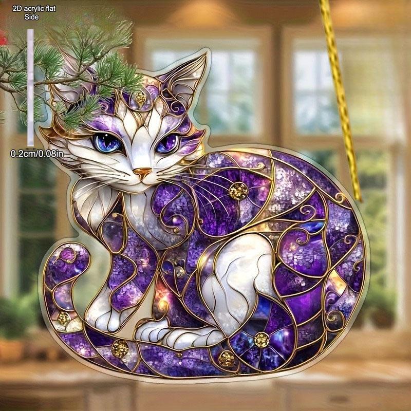 Adorable Cat Decoration Wall Hanging Pendant, Sun Catcher, Acrylic Garland Sign- Light - Catching Window Decor, Novelty Home Decor
