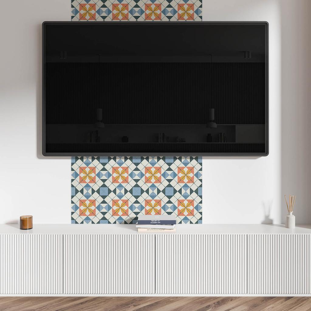 Paczka Kafelków Winylowych Samoprzylepnych Z Nadrukiem Geometryczny Wzór Kwiatowy 10X40X20 Cm