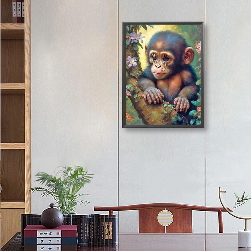 5D DIY Full Round Drill Diamond Painting Little Monkey Home Decor Art Craft