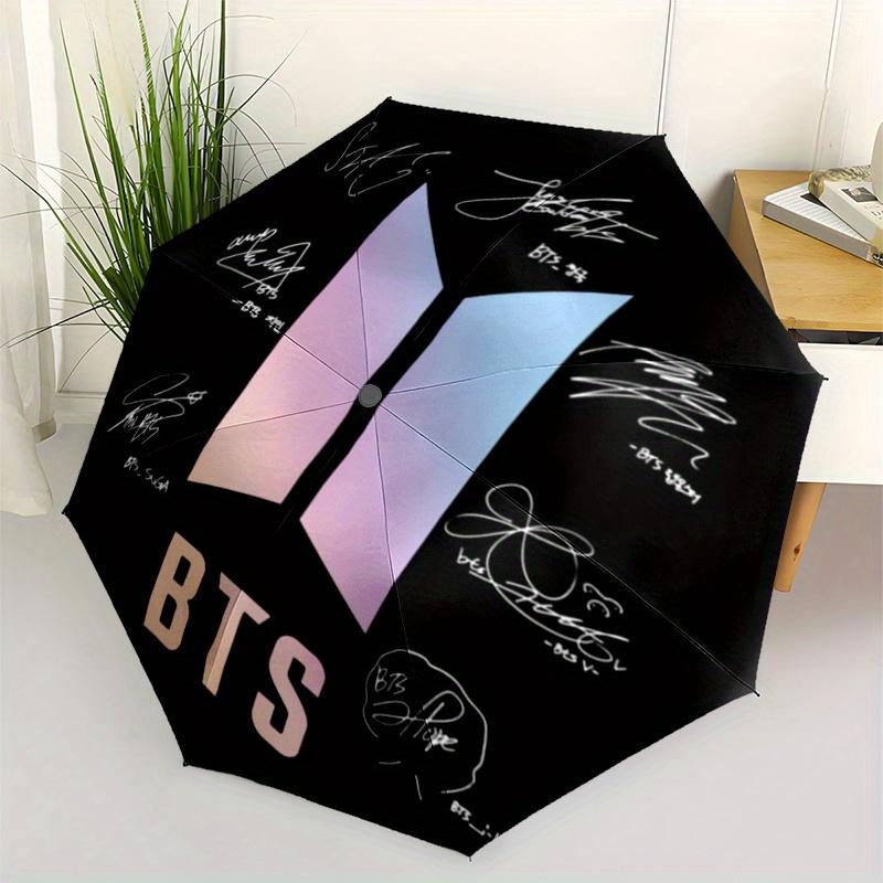 Creative Minimalist Logo Sun Umbrella,Automatic Folding Rain & Shine Dual-Use Outdoor Portable Printed Parasol - Durably Sturdy TA039