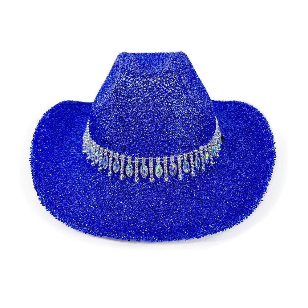 Women's Cowgirl Hat Stylish Rhinestone Design Sun Hat Wide Brim Western Cap for Party& Daily Life