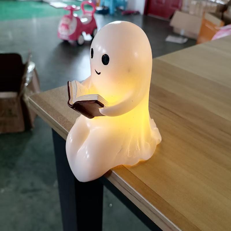Adorable Ghost Reading Lantern - Boo3D Resin Spooky Holiday Ghost Night Light Ghost Warmth Light Great for Daily Use