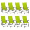 Exclusive House - Garden Reclining Chairs and Cushions Set of 8 Acacia Grey