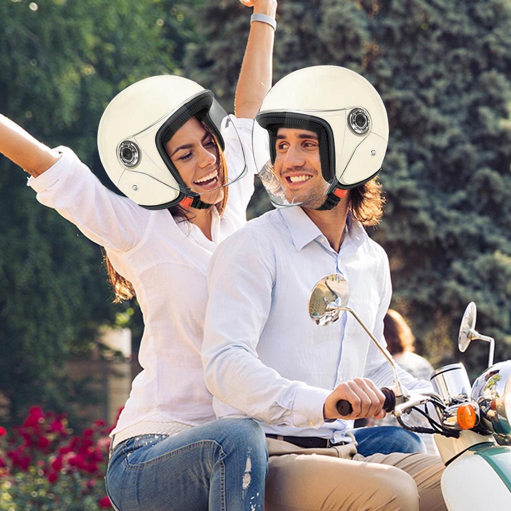 Motorcycle Helmets Half Face Moped Helmet Breathable Protective Gear With Visor For Scooter Riding Sportbike Commuting Outdoor