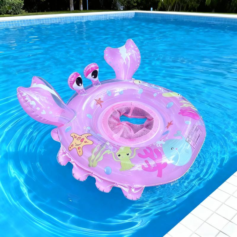 2020 Inflatable Crab Swim Seat Ring for Kids (Ages 0-5) Crab Ring Boxed (Blue)