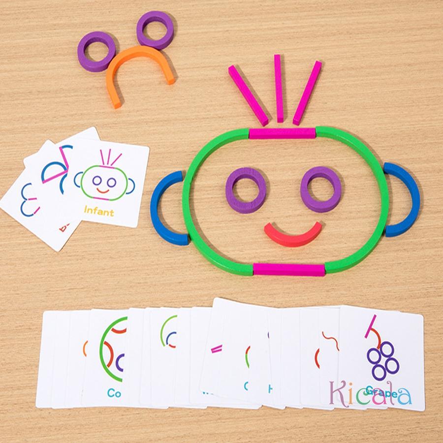 Houten Patroonblokken Stokjes en Ringen Stokjes voor Kinderen Puzzel Stokjes Bouwspeelgoed Montessori Hersenblokken Voorschools Speelgoed