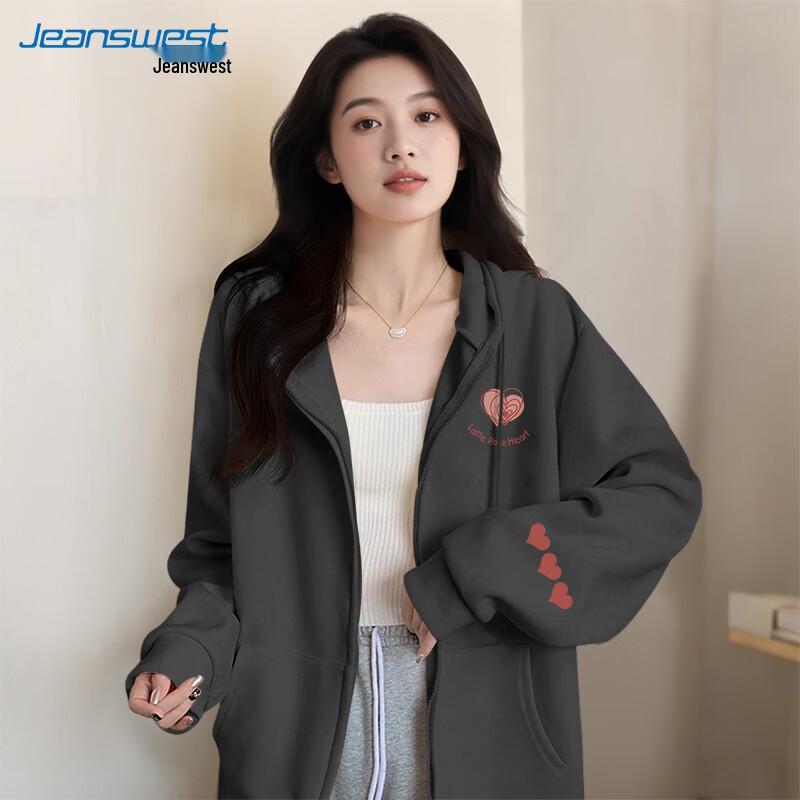 Jeanswest Women's Loose Fit Zip-Up Hoodie