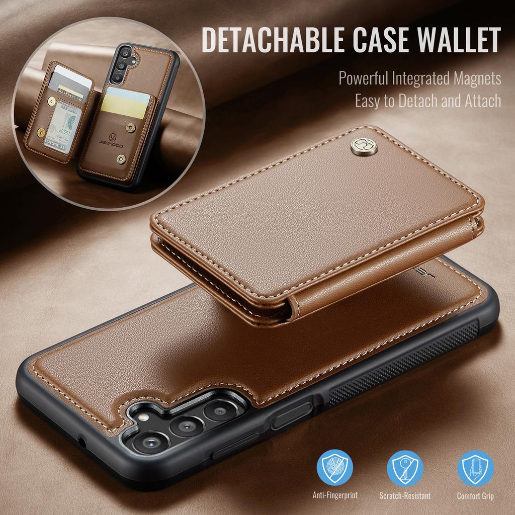 Applicable to Apple Samsung A16 mobile phone case S24FE magnetic suction split card bag brush A55 can be inserted into the card anti-drop leather case