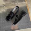 British Style Small Leather Shoes Women's 2024 Autumn New Versatile Retro Flat Heel Single Shoes Black Stepping Loafers