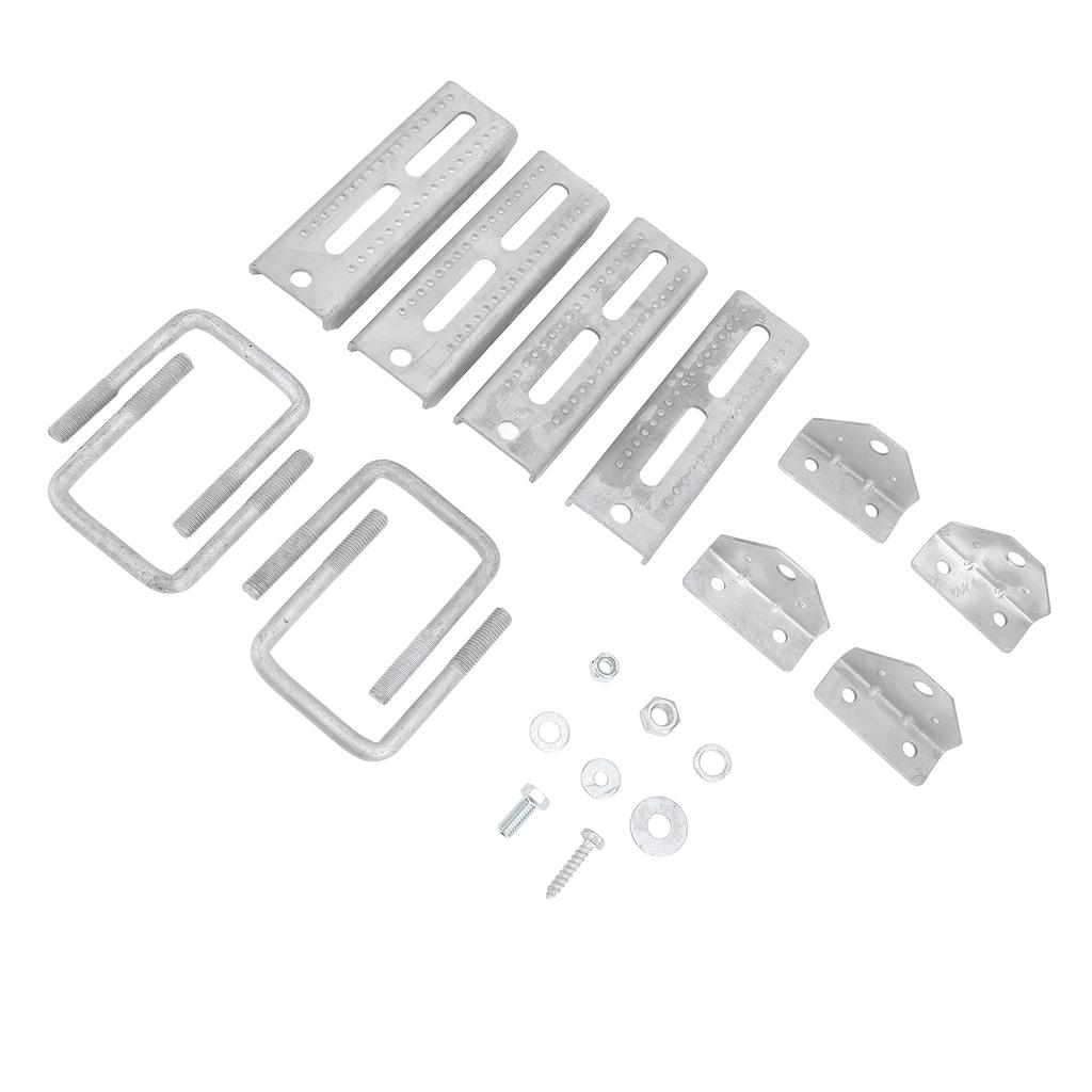 4 Sets 8 Inch Galvanized Swivel Top Bunk Bracket Kit with Hardware for 3inx3in Boat Trailer Crossmember Square U Bolts