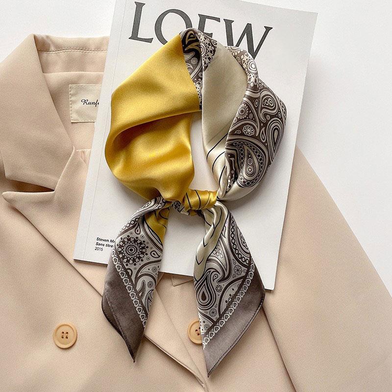 Szalik 100% Jedwab Damski Jedwab Morwowy Luksusowy Wysoka Jakość Kwadratowy Modny Nadruk Chustka do Włosów Chustka na Szyję Szal Damski Zawijki Hidżab Bandana Szaliki