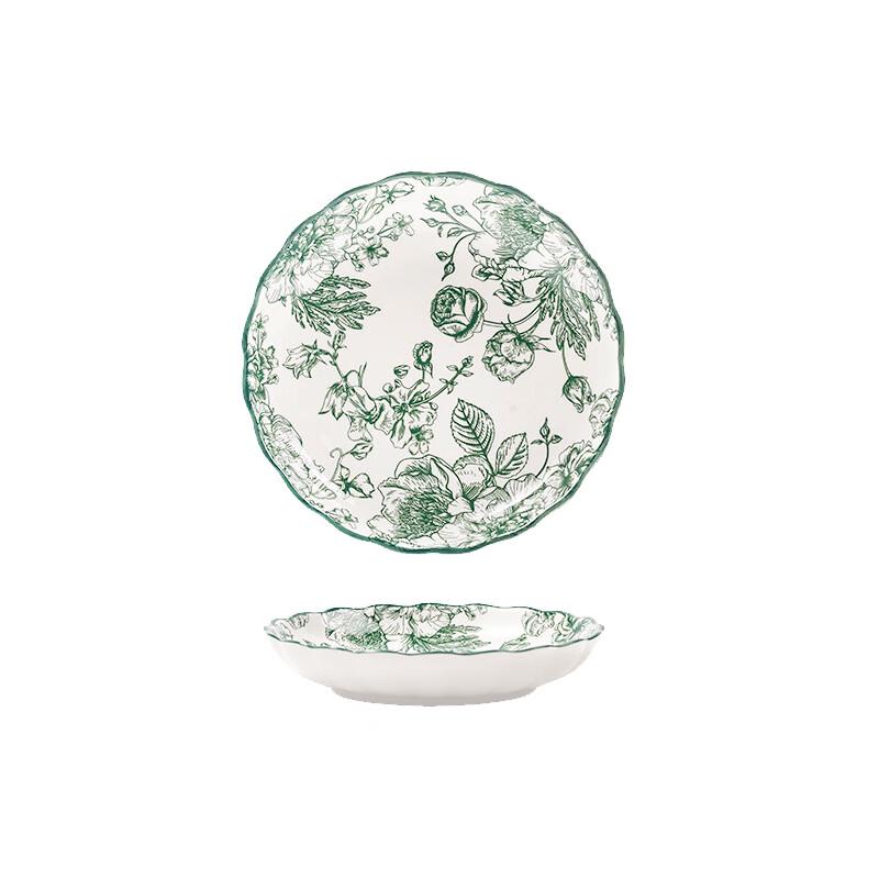 Kangmo European Style Rose Garden Ceramic Deep Plate