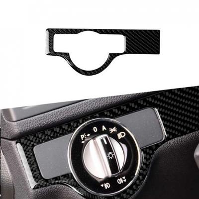 Auto Carbon Fiber Headlight Switch Frame Cover Trim For Mercedes C W204 07-10