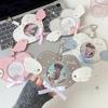 Leather ballet strap badge protective sleeve, anime props badge gift, angel wing shape storage bag display pendant