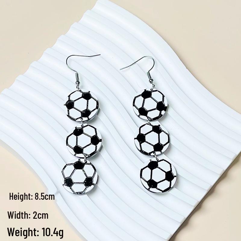 World Cup Football Lightning Earrings: Creative Acrylic Pendant Studs In Qatar-Inspired European American Style for Women