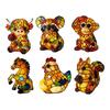 Yousheng Animal Table Lamp, Colored Glass Chicken Squirrel Monkey Mouse Horse Cattle Night Light, Warm Light Bedside Lamp for Bedroom Living Room