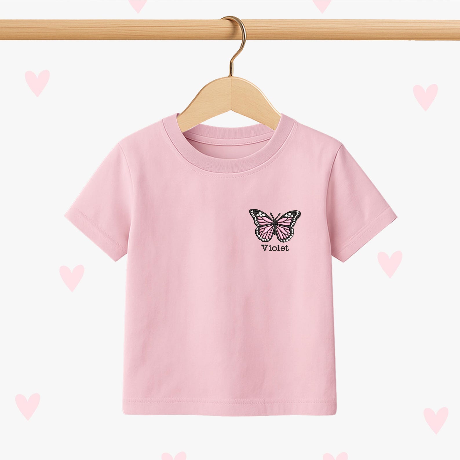Butterfly Kids T-shirt: Personalized Embroidered Girls Tee 160
