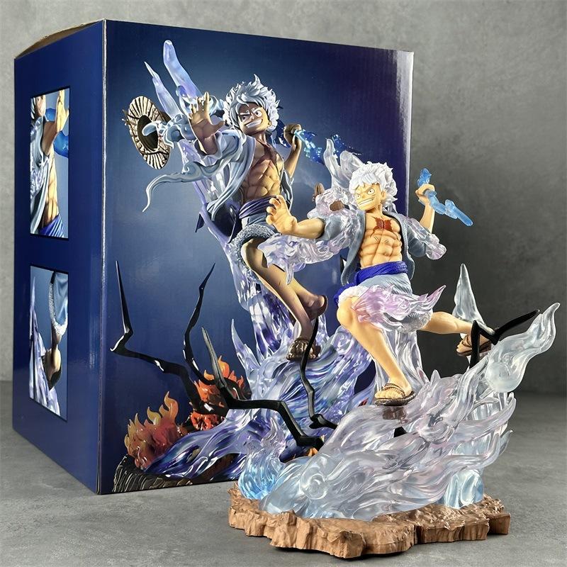 

One Piece Anime Lightning Level 5 Nika Luffy Action Figure Sun God Straw Hat Crew Collectible Statue Ornament Toy For Fans with box