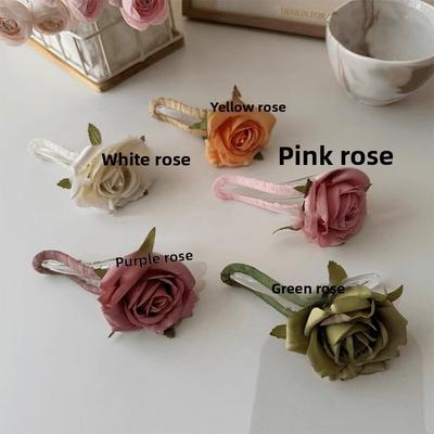 Simulated Rose Flower Duckbill-shaped Hair Clip for Spring and SummerSweet Semi-tied Hair Clip Back of The Head Headwear