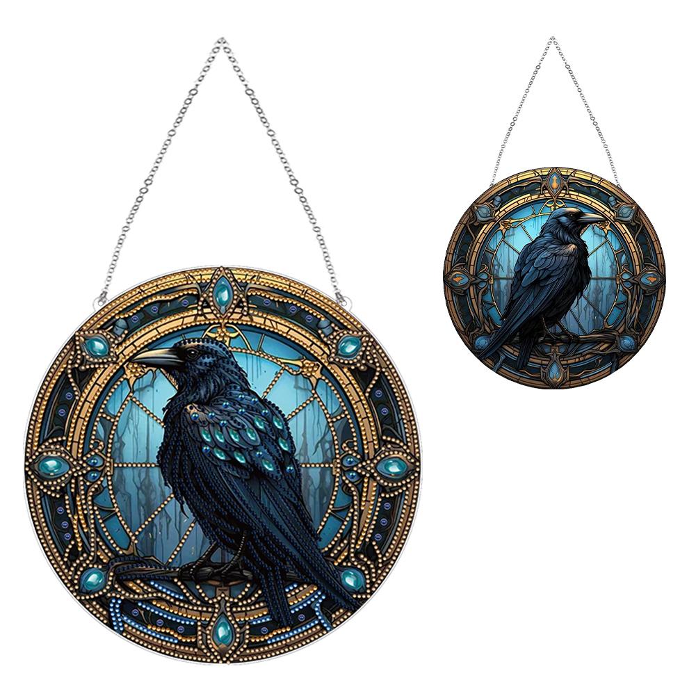 Stained Glass Animal Rhinestone Diamond Art Window Pendants Suncatcher Diamond Painting Art Pendant for Garden Window Decor