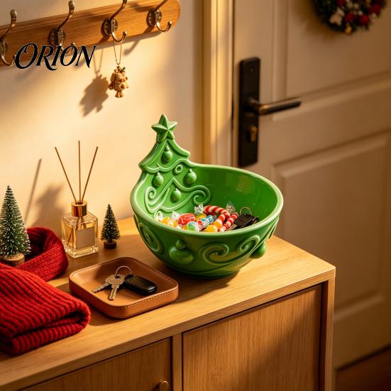 Small Trinket Organizer Christmas Tree Candy Bowl, 3D Printed Holiday Treat Storage Container, Entrance Festive Decor Tabletop Decorative Snack