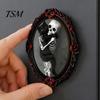 Spooky Ghost Home Decorations Retro Gothic Halloween Refrigerator Magnet, Distressed Black And Red Oval Frame Dark Aesthetic Fridge Magnets
