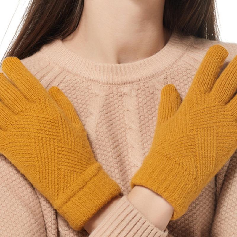 Modische Gestrickte Dicke Handschuhe für Männer & Frauen Einfarbig Argyle-Muster Winddicht Warm Herbst Winter Vollfingerhandschuhe