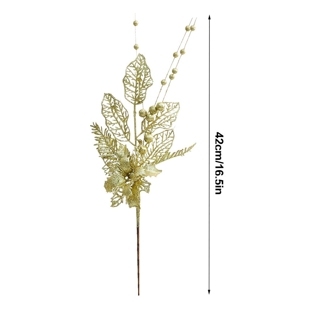 Xmas Floral Stem Multifunctional 42cm Dazzling Artificial Xmas Pick for Wedding Party Company Events