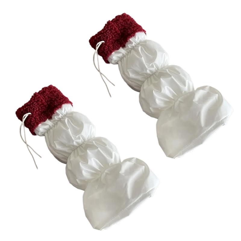 Lamb Fleece Trim Padded Puffer Leg Warmers with Cute Plush Balls for Women Warm Thermal Quilted Boot Cuffs Foot Covers