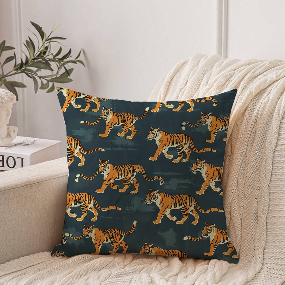 Tropical Tiger Pattern Pillow Case Home Decor Throw For Sofa Bed Car Room Decor Gift Idea