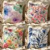 PFloral Print Cushion Cover Cushion Cover Pillowcase Antimite Invisible Zipper Linen Sofa Cushion