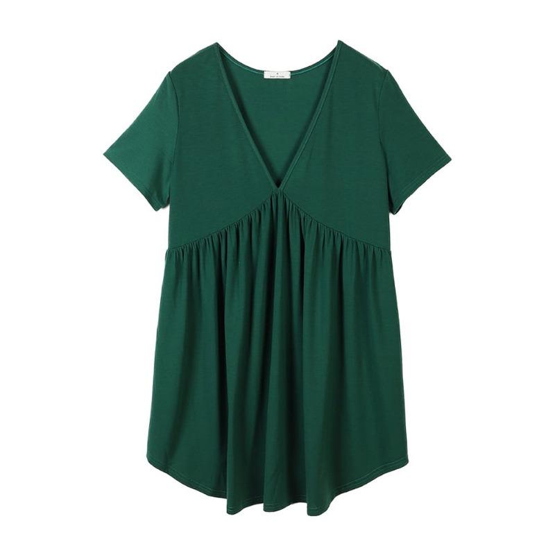 Summer Large Size Nightdress Women's Home Wear Pajamas Short-sleeved V-neck Large Size Nightgowns