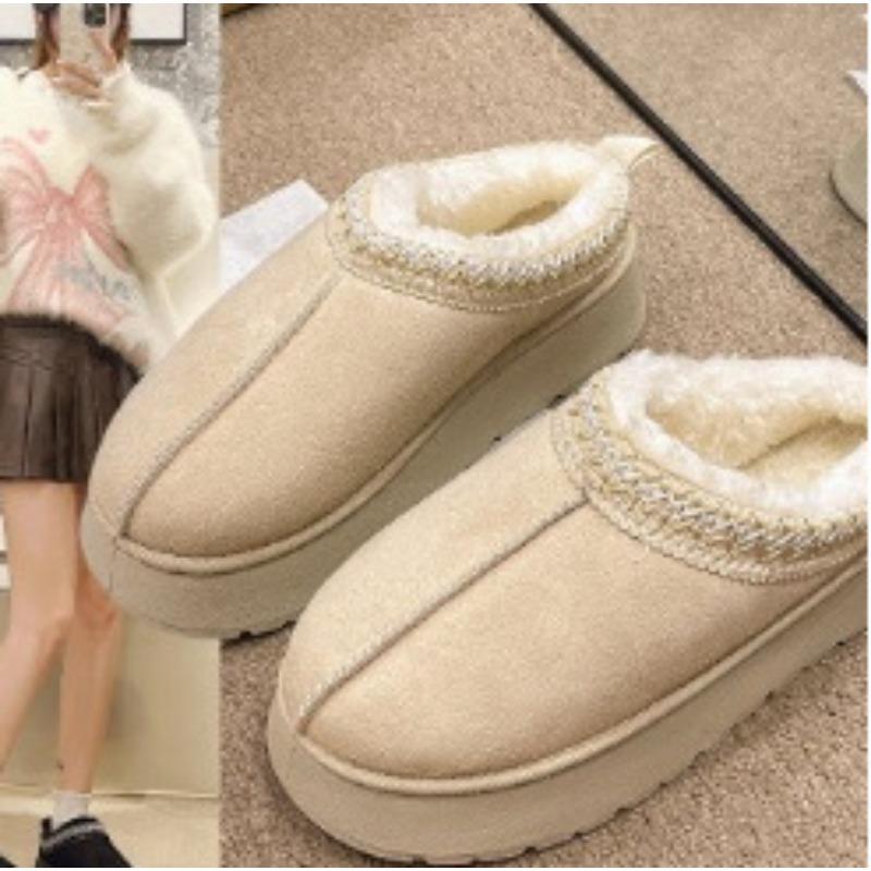 Shoes snow boots women's winter new fashion integrated bag head slippers muffin thick sole fluffy cotton shoes women