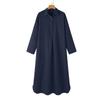 Women's Shirt Dresses Turn Down Collar Long Sleeve Solid Color Long Dresses