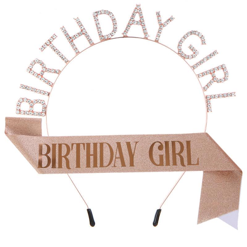 European and American Fashion Birthday Party Girl Headband Belt BIRTHDAY GIRL Headband Headdress Shoulder Strap Etiquette Belt 2026