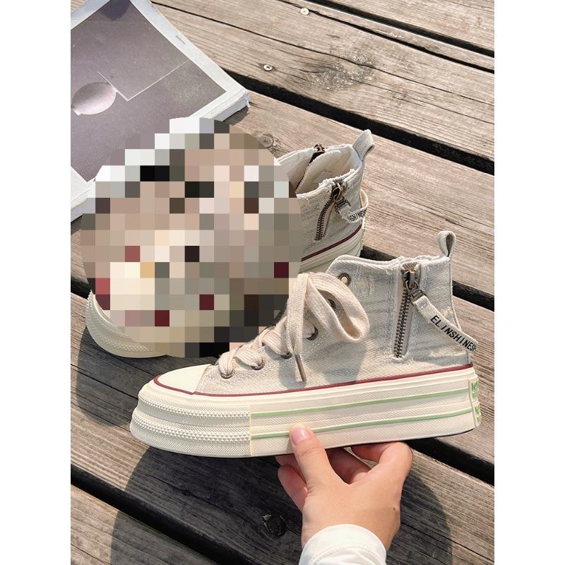 Spring and Autumn High-top Canvas Shoes Women's Niche Versatile Shoes 2 New Student Casual Thick Baseplate Shoes