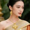 Zinc Zinc Alloy Necklace Earrings Set Ethnic Women Jewelry Suit Fashion Gold Plated Jewelry Set  Wedding
