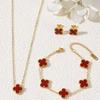 3PCS Titanium Steel Clover Necklace Bracelet Earrings Three Piece Jewelry Set