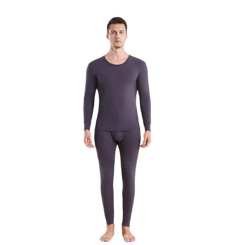 Men's Fleece-Lined Thermal Underwear Set – Warm Cotton-Wool Base Layer with Undershirt and Pants.