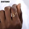 DIEYURO 316L Stainless Steel Fashion Design Geometric Wave Unique Ring Light Luxury Ladies Party Jewelry 3 Colours Adjustable