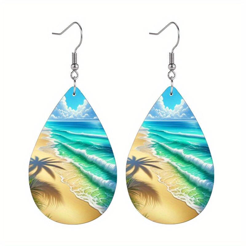 2 Pairs Ocean Style Seaside Beach Sunshine Teardrop Leather Earrings Holiday Gifts for Friends Fashion Accessories Elegant Earrings