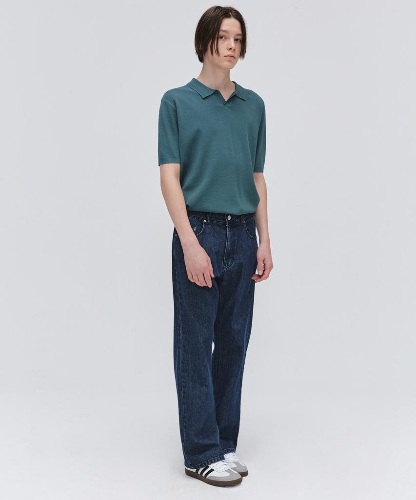 EZIO Open Collar Half Knit_Khaki