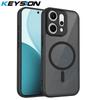 KEYSION Magnetic Phone Case for OPPO Reno 14 Pro 5G Silicone+PC Matte Translucent Clear Shockproof Cover for OPPO Reno14 F 5G