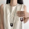 Metal Irregular Drip Glaze Pendant U-Shaped Long Black Leather Rope Sweater Chain Simple Wind Versatile Necklace