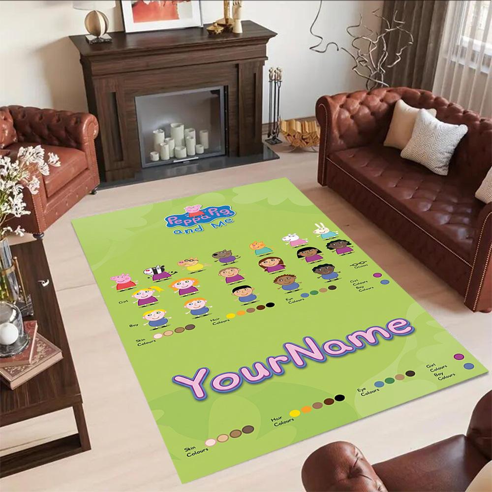 Peppa Pig Customize Text Area Rug Perfect for Decorate room Dining Room Hallway Living Rooms Anti-slip Rug Anime Office Decor Spiritual Gift