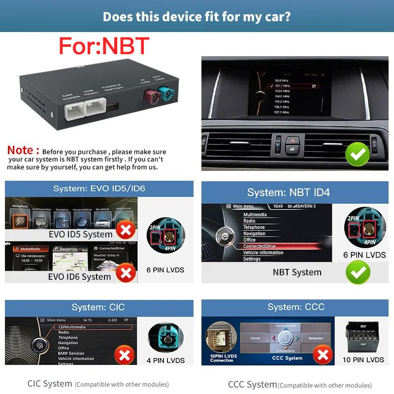 

Беспроводной CarPlay Android Auto для системы BMW NBT CIC 1 2 3 4 5 6 7 серии X1 X3 X4 X5 X6 MINI E60 E84 E70 F26 F25 F10 F11F20 F21